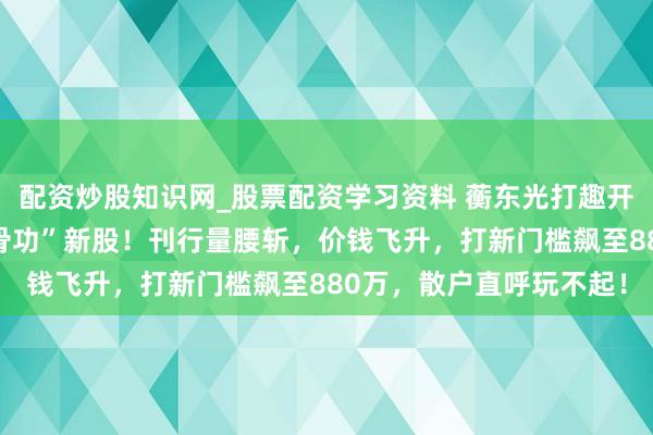 配资炒股知识网_股票配资学习资料 蘅东光打趣开大了！北交所惊现“缩骨功”新股！刊行量腰斩，价钱飞升，打新门槛飙至880万，散户直呼玩不起！